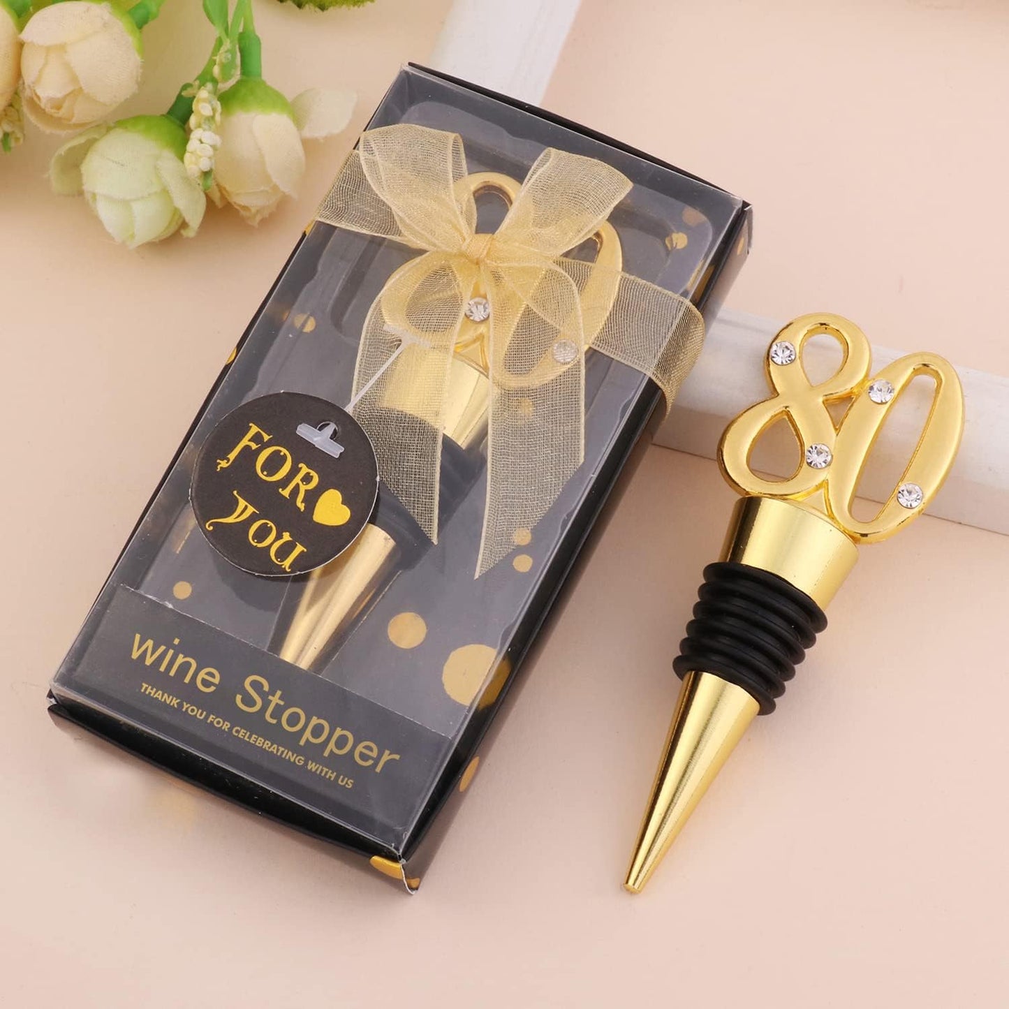 12 Pack 80th Birthday Favors For Guests 80 Years Old Wine Bottle Stoppers With Gift Box For 80th Wedding Anniversary Party Favors Souvenirs Decorations