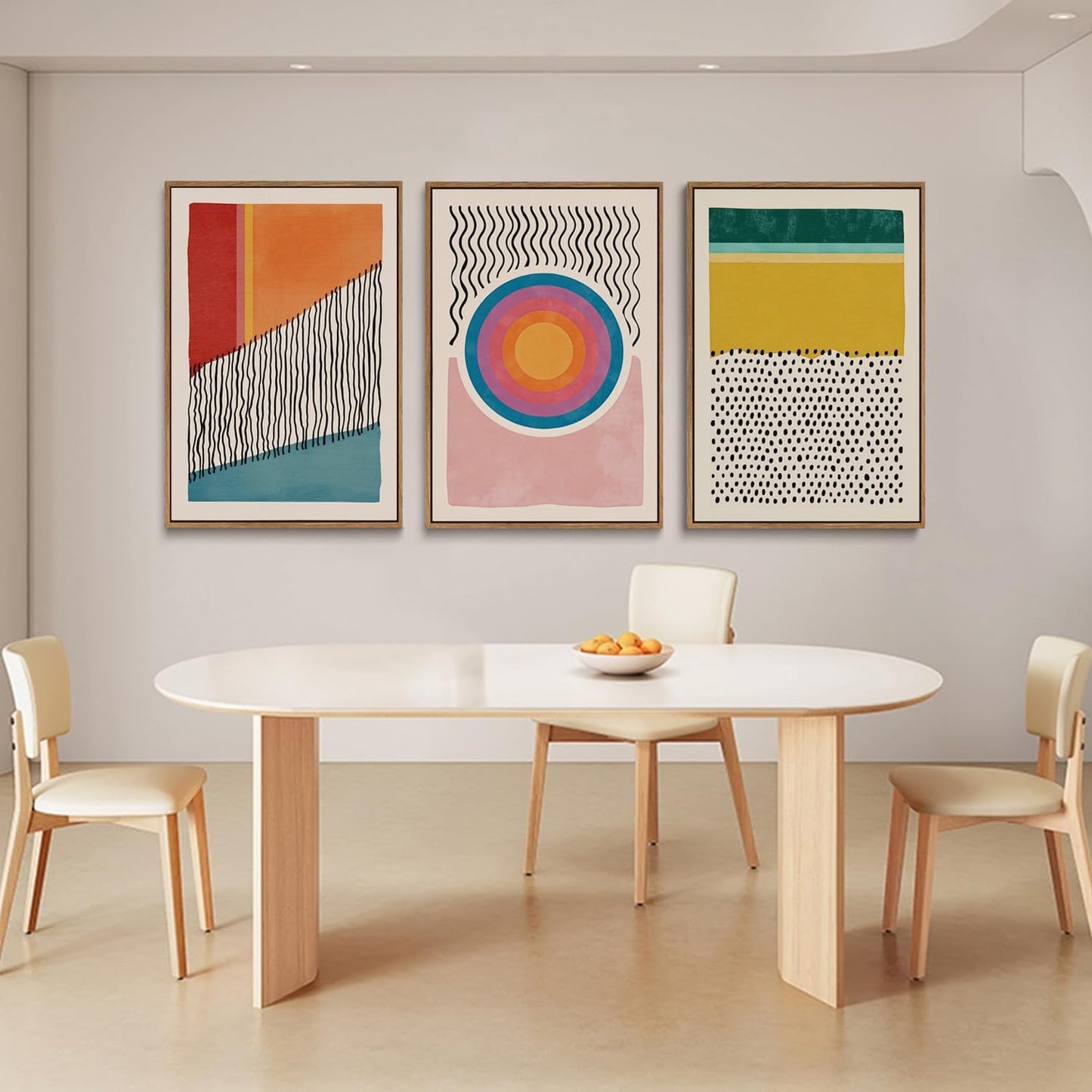 myusuar 3 Piece Large Modern Abstract Canvas Framed Wall Art For Living Room, Midcentury Minimalist Boho Wall Art Decor Posters Prints For Bedroom Office, 24x36in