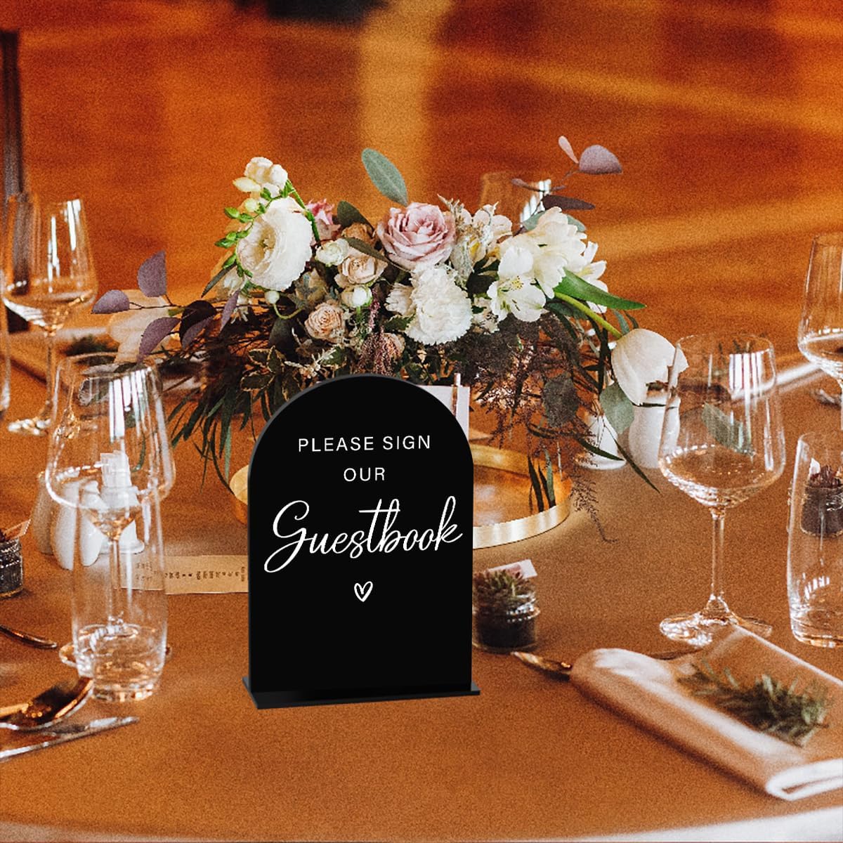 Acrylic Wedding Sign Please Sign Our Guestbook Wedding Signs for Ceremony Modern Calligraphy Arch Acrylic Table Top Sign for Wedding Reception and Event Party Table(black）