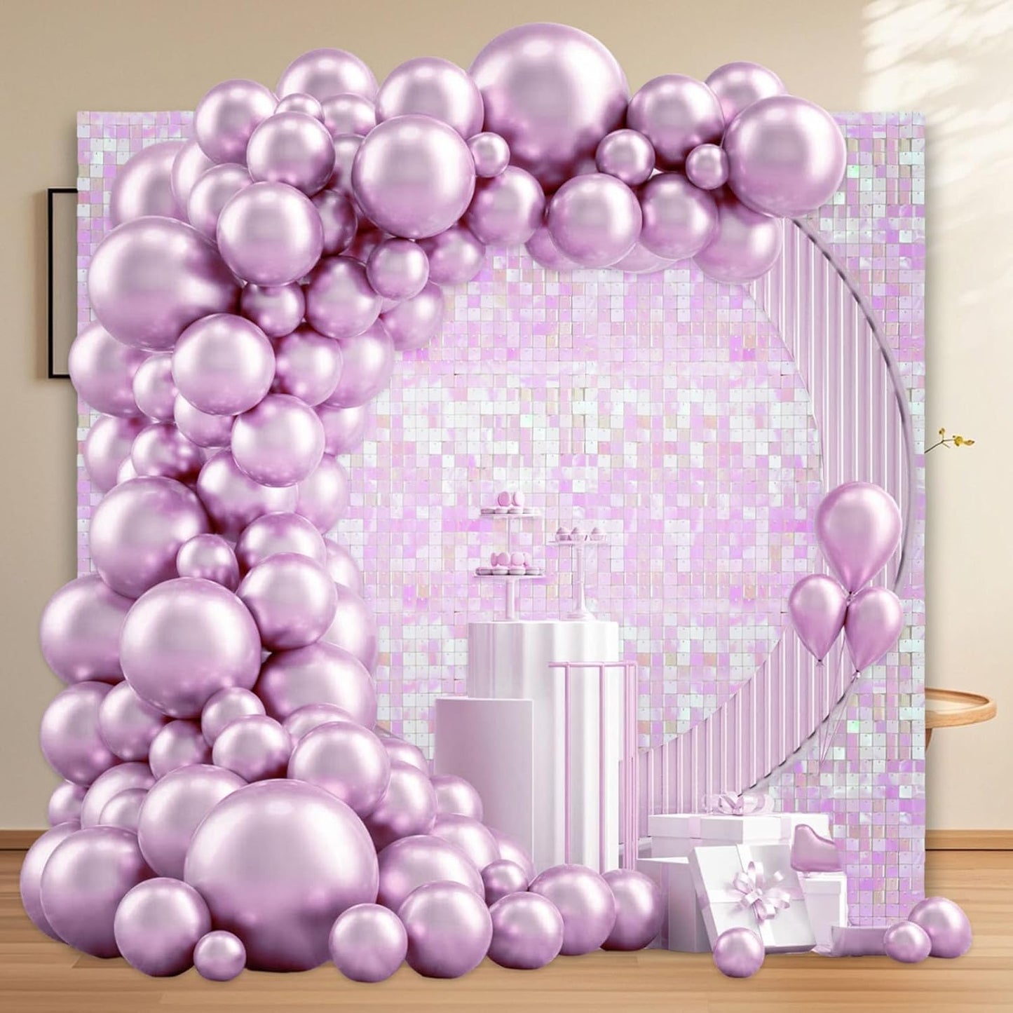 12PCS Colorful Light Pink Shimmer Wall Backdrop, Square Sequin Photo Backdrops Panel, Glitter Wall Background for Birthdays, Weddings, Christmas, Engagements, Disco Bachelorette Party Decor (3FTx4FT)