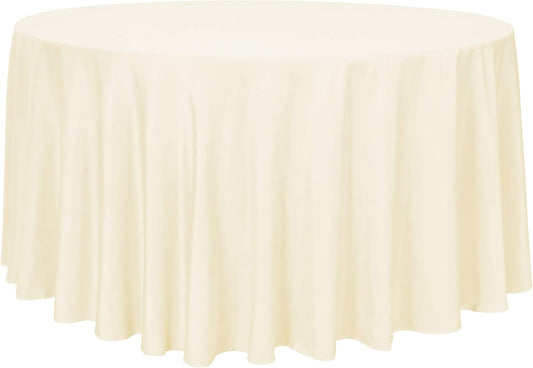 sancua Round Tablecloth - 120 Inch - Water Resistant Spill Proof Washable Polyester Table Cloth Decorative Fabric Table Cover for Dining Tables, Buffet Parties and Camping, Beige
