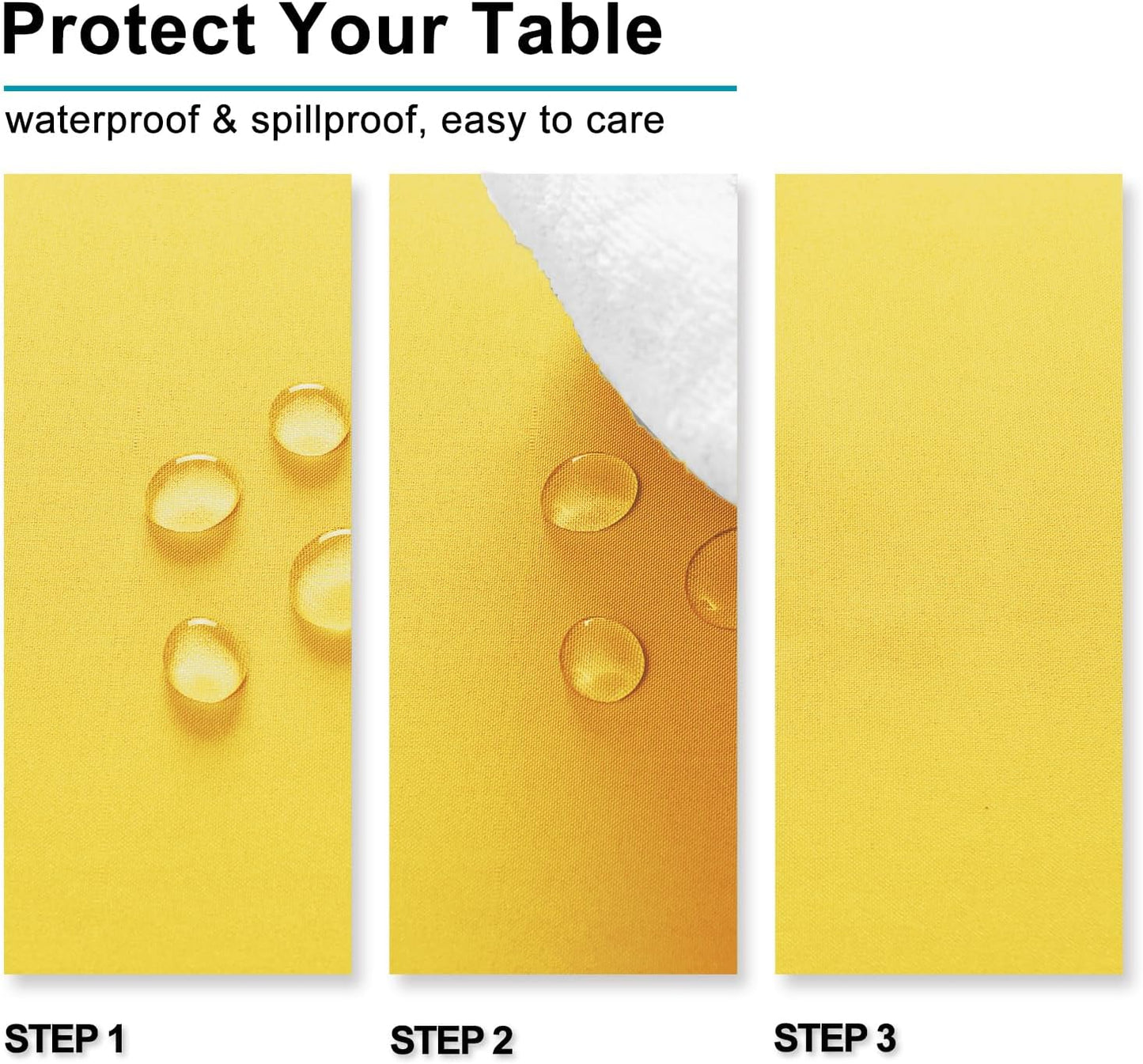 Hiasan 2 Pieces Yellow Rectangle Tablecloth - Spillproof and Waterproof Washable Table Cloth for Dining Room Kitchen Camping, 52 x 70 Inch