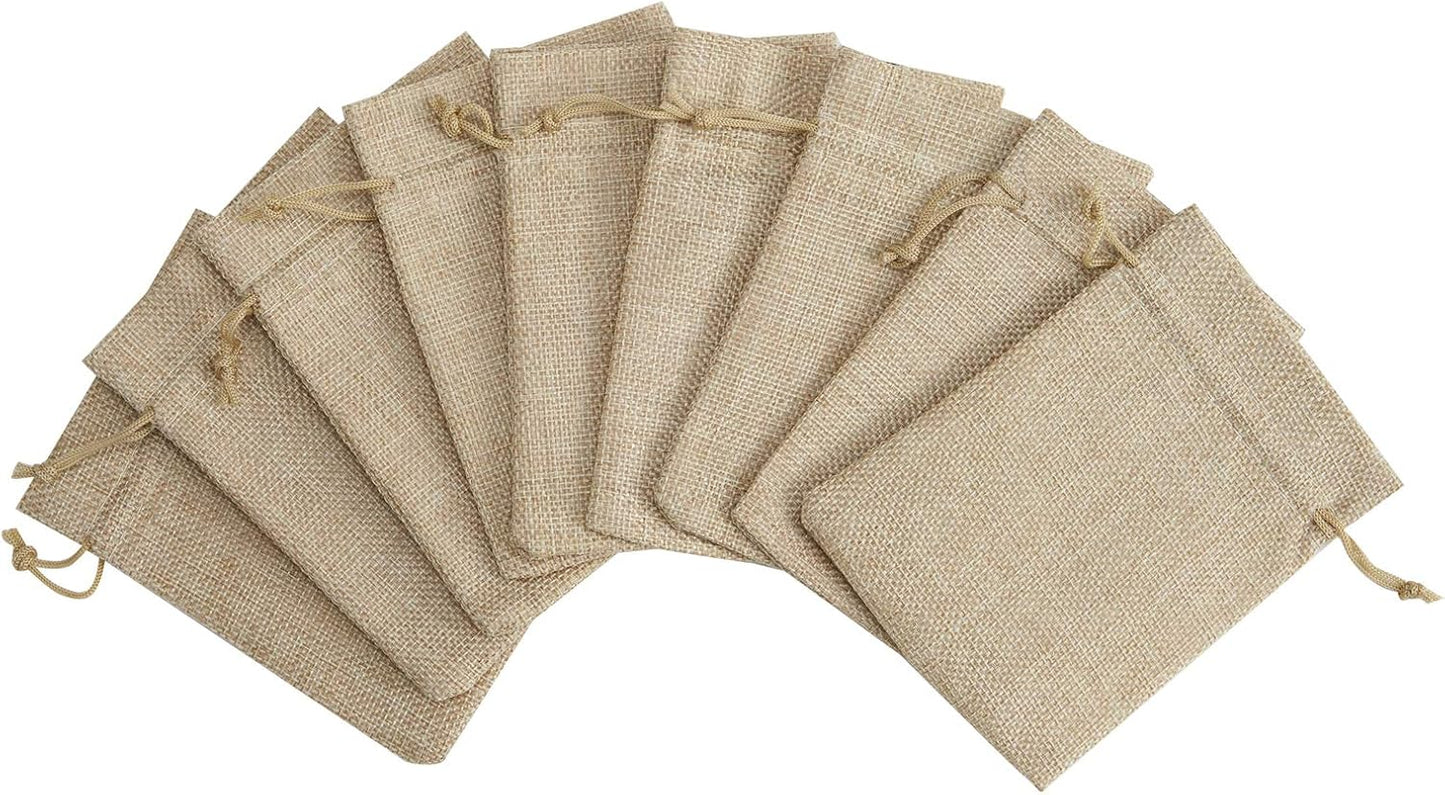 Tendwarm 20 Pcs 6.7x9 Inch Burlap Gift Bags with Drawstring Linen Jewelry Bag for Wedding Party Favors