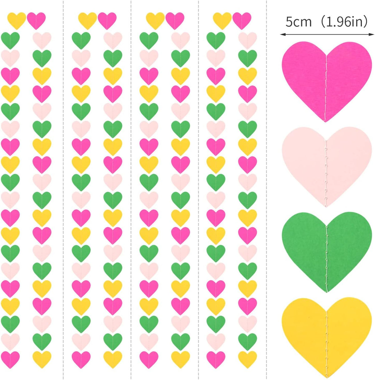 Hawaii Pool Party-Decorations Love-Heart Garland - 52Ft Tropical Jungle Birthday Bachelorette Hanging Decoration Streamers Banner, Summer Beach Baby Shower Supplies Backdrop Decor Panduola