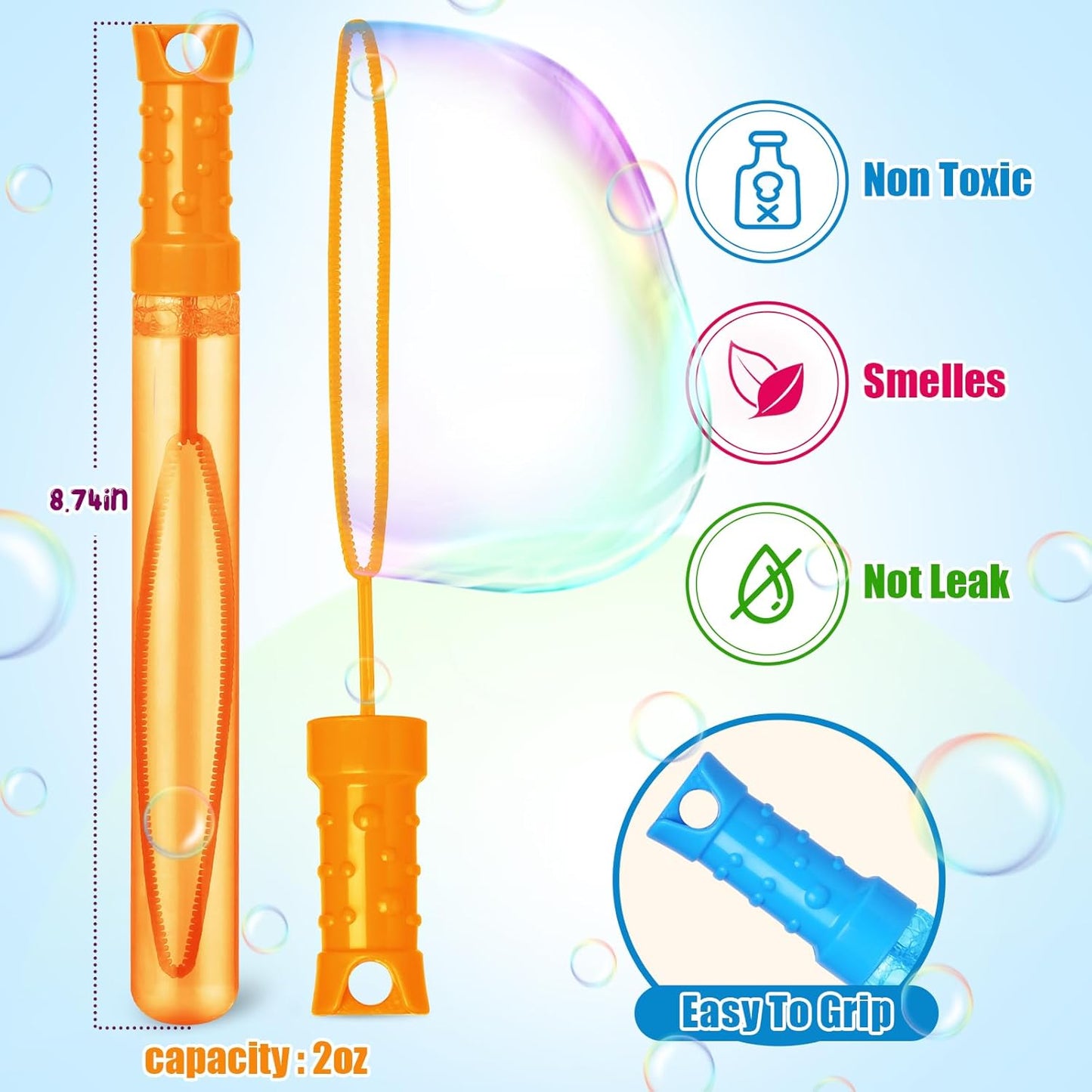 Bubble Wand, 72 Pcs Bubble Wands Bulk in 6 Colors, Bubble Party Favors for Kids, Summer Toys, Indoor Outdoor Activity, Themed Birthday, Wedding, for Girls & Boys