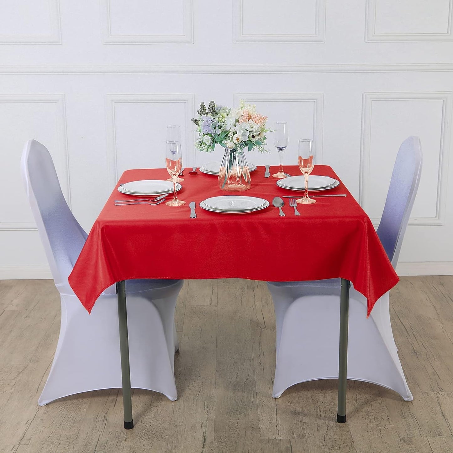 Cupuamon Square Tablecloth 52x52 inch Washable Polyester Fabric Table Cloth for Wedding Party Dining Banquet Decoration（52x52,Red）