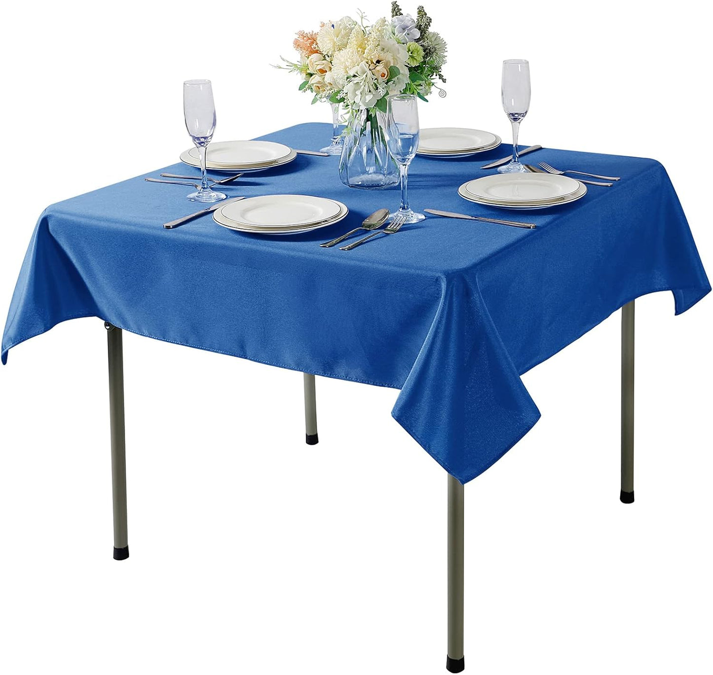 Cupuamon Square Tablecloth 52x52 inch Washable Polyester Fabric Table Cloth for Wedding Party Dining Banquet Decoration（52x52,Mediterranean Bule）