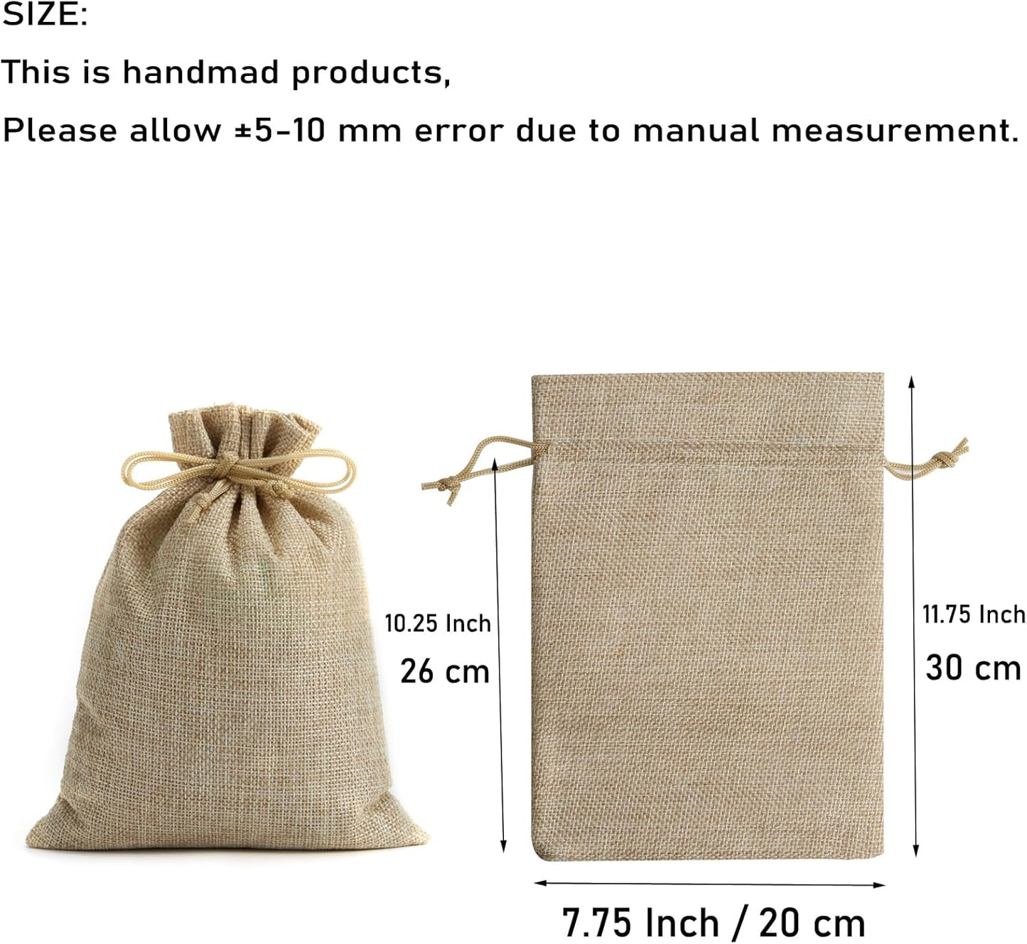 Tendwarm 20 Pcs 7.8x11.8 Inch Burlap Gift Bags with Drawstring Linen Jewelry Bag for Wedding Party Favors