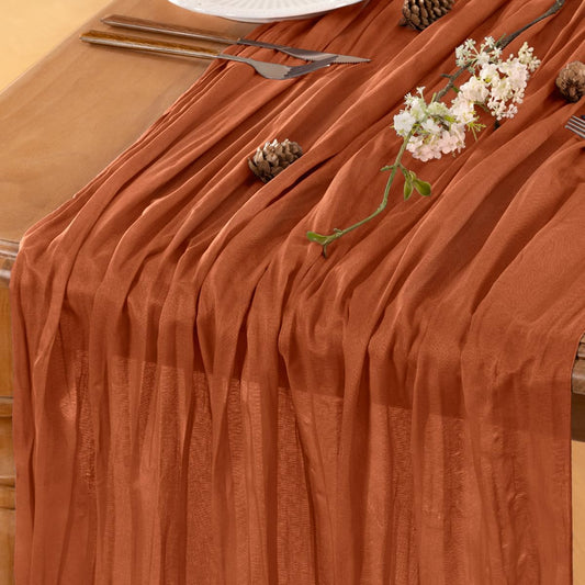 Terracotta Table Runner Cheesecloth Table Runner 10FT Farmhouse Table Runners 120 Inches Fall Table Decor Dining Room Centerpiece Wedding Boho Baby Shower Birthday