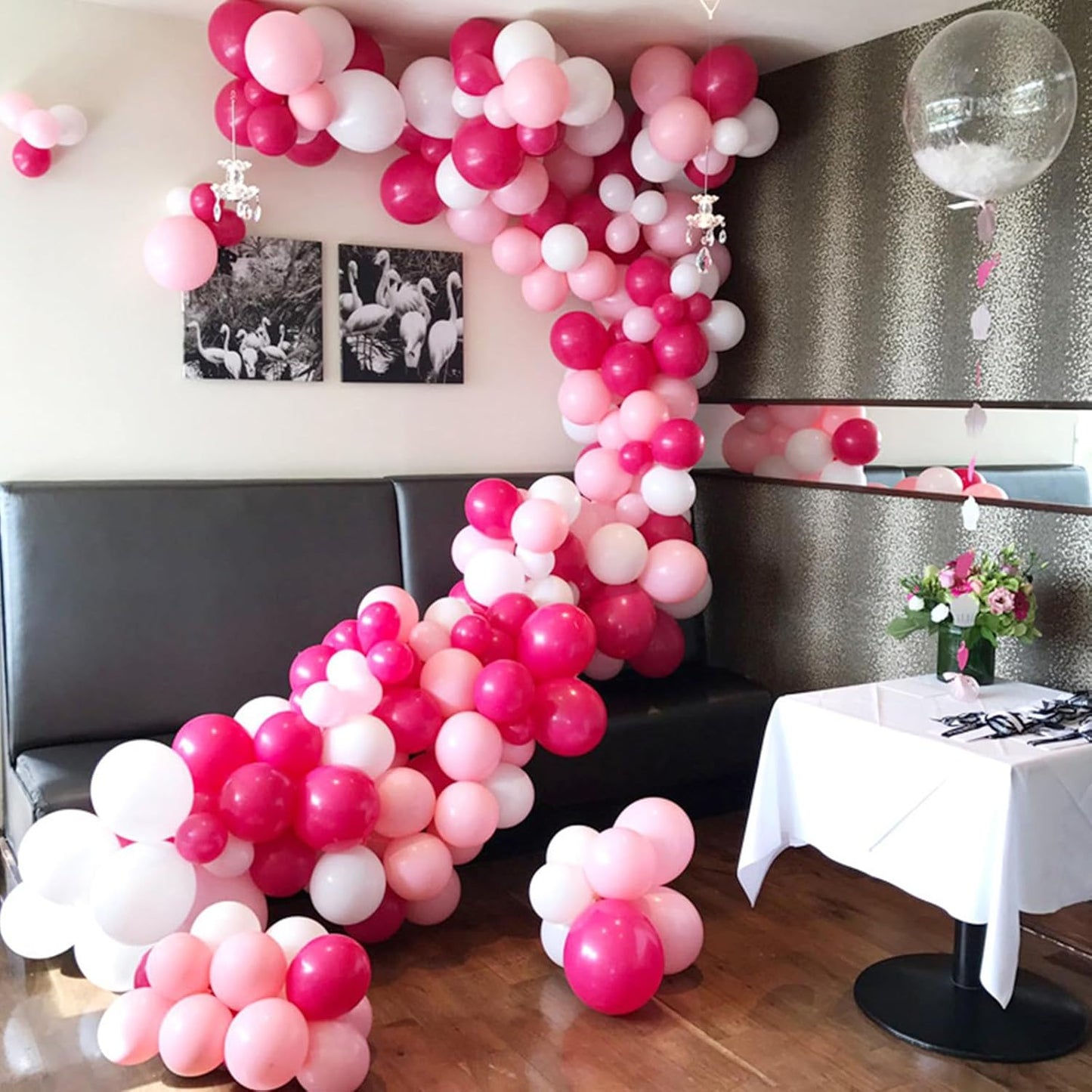 Paready Hot Pink Balloons Set, 60 Pcs 12 Inch Hot Pink Latex Balloons, Pink Confetti Balloon Hot Magenta Party Balloons for Birthday Wedding Baby Shower Princess Valentine's Party Decorations