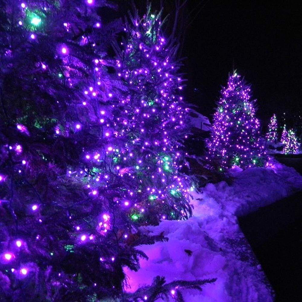 Toodour Solar Christmas Lights Outdoor, 2 Packs Total 144ft 400 LED Solar String Lights with 8 Mode, Outdoor Christmas String Light for Garden, Patio, Fence, Balcony, Xmas Tree Decor - Purple