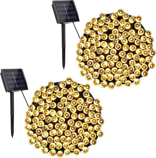 Toodour Solar Christmas Lights Outdoor, 2 Packs Total 144ft 400 LED Solar String Lights with 8 Mode, Outdoor Christmas String Light for Garden, Patio, Fence, Balcony, Xmas Tree Decor - Warm White