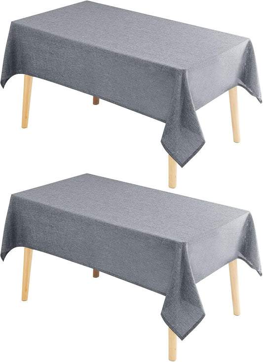 Hiasan 2 Pack Faux Linen Rectangle Tablecloth - Wrinkle and Stain Resistant Washable Table Cloth for Kitchen Dining Room Holiday Table Cover for Party Dinner, Grey, 30 x 60 Inch