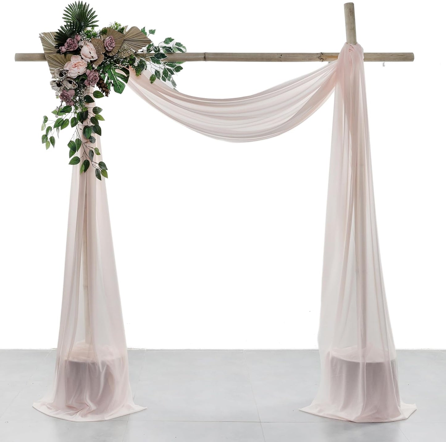 VDS Pack of 1 Panel (30 Inch X 20 Feet) Wedding Arch Draping Fabric Sheer Chiffon Fabric Drapery for Wedding Ceremony Reception Swag Backdrop Canopy Chuppah ARBO Altars Decoration (Nude)