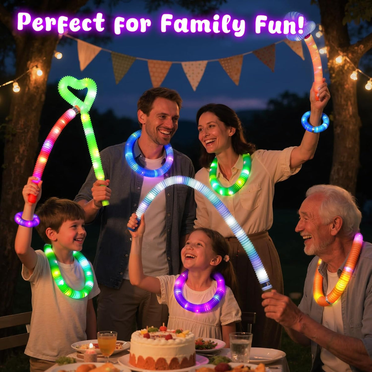 LovesTown 12PCS Glow Sticks Party Favors for Kids, Glow in the Dark Party Supplies, Light Up Pop Tubes for Toddlers Halloween Christmas Birthday Dance Camp, Goodie Bags Stuffers