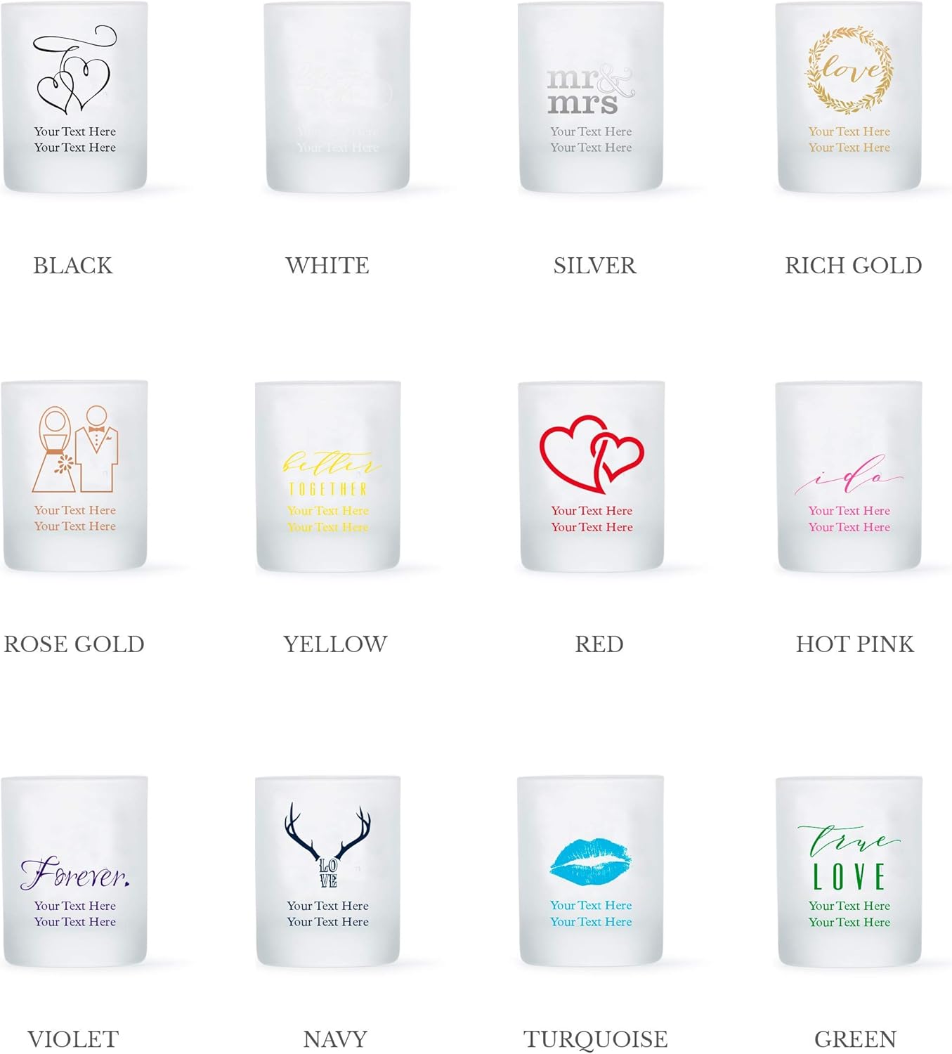WEDDINGSTAR Personalized 3oz Frosted Shot Glass Customizable Full Color Print - 180 pack