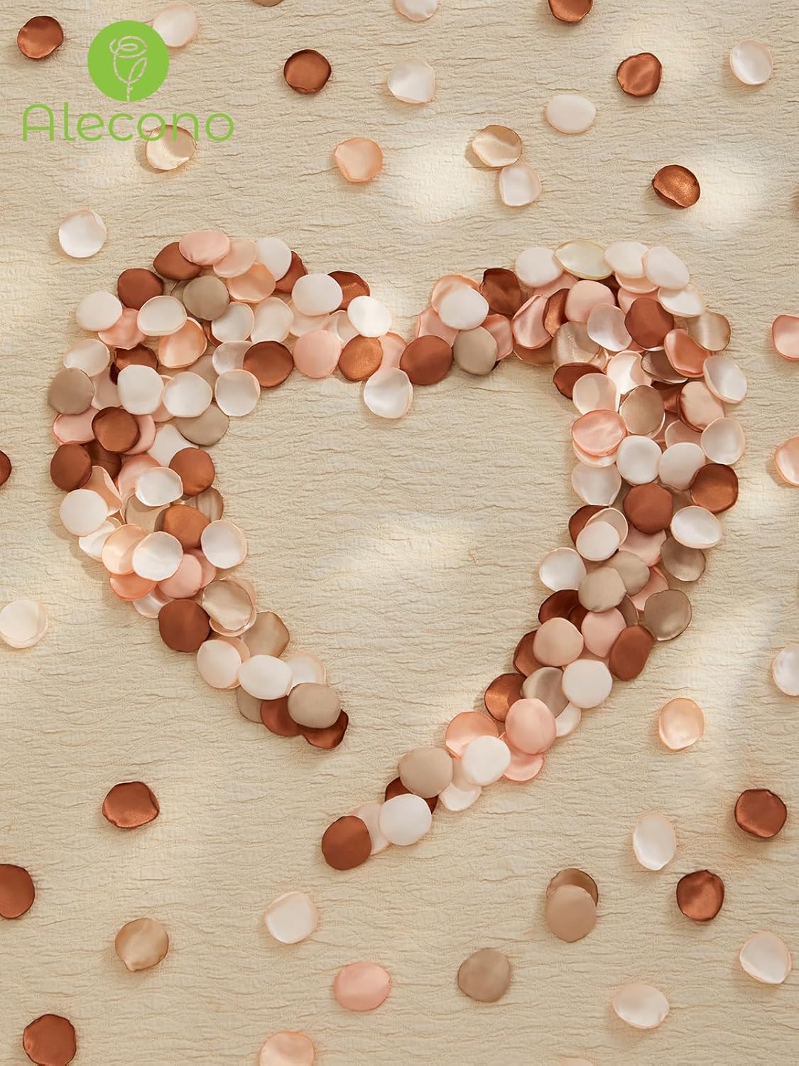 Alecono 𝟲𝟬𝟬𝙋𝙘𝙨 Silk Rose Petals, Faux Rose Petals Orange Rose Petals for Wedding Proposal Flower Girl Baket, Artificial Brown Fake Rose Petals for Night Table Decoration