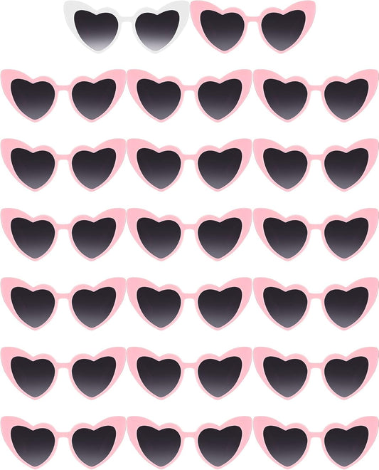 Flutesan 20 Pairs Retro Heart Sunglasses Vintage Cat Eye Heart Glasses Women Bachelorette Bride Sunglasses Bulk