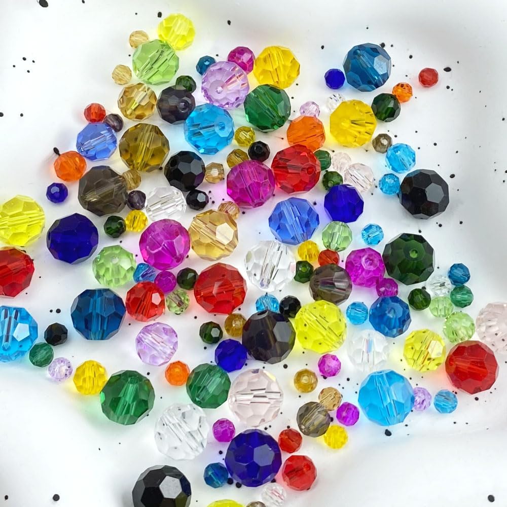100 PCS 8mm Crystal Glass Beads Round Multiple Faceted Loose Spacer Glass Beads for DIY Handcrafte Bracelet Necklace Earring Jewelry Making(Transparent)