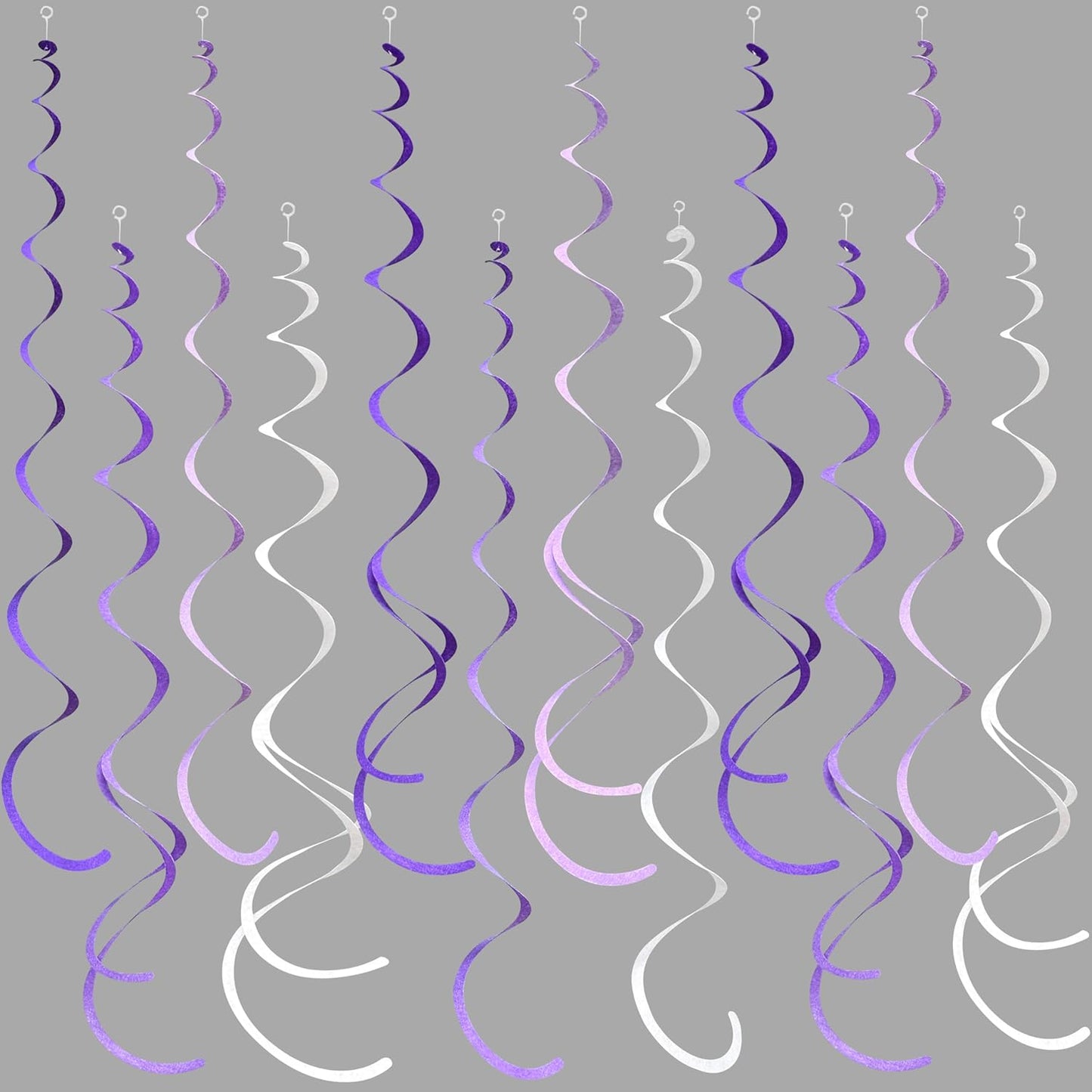 36Pcs Purple Hanging Swirl Decorations Ombre Purple Felt Swirl Streamer Spiral Ceiling Garland for Lavender Lilac Violet Birthday Wedding Bachelorette Baby Shower Graduation Holiday Hen Party Supplies