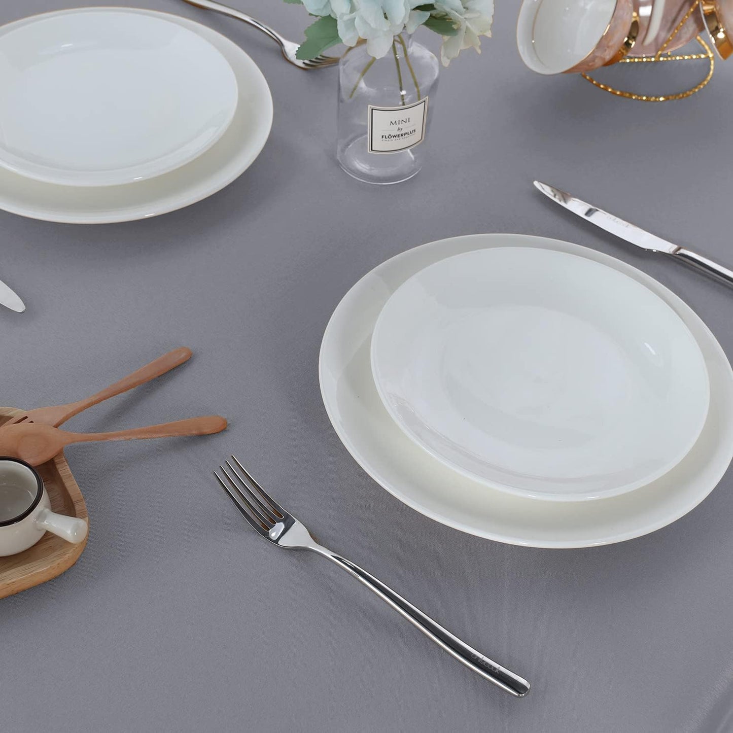 Fitable Rectangle Tablecloth Stain and Wrinkle Resistant Washable Polyester Table Cloth for Buffet Parties and Camping (54x108 inch, Light Grey)
