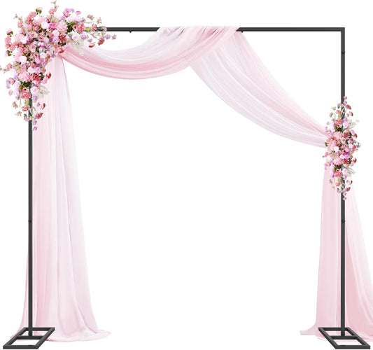 Wokceer Metal Heavy Duty Backrop Stand Square 8x8FT Adjustable Pipe and Drape Kit Black Photo Booth Stand for Wedding Ceremony Birthday Party Photography Exhibition Celebration