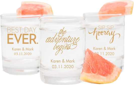 WEDDINGSTAR Personalized 2.75oz Shot Glass Customizable Full Color Print - 120 pack