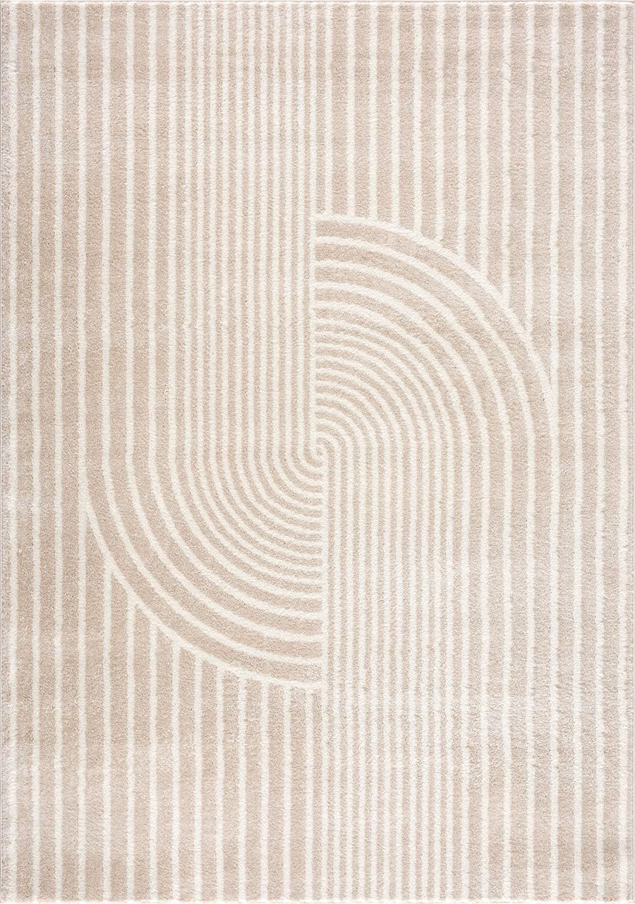 Abani Area Rug for Living Room -Nuevo 5' x 8' Beige Arch Pattern Area Rug, Soft and Durable Living Room Rug, Stain and Fade Resistant, Chic Modern Design, Pet & Kid Friendly