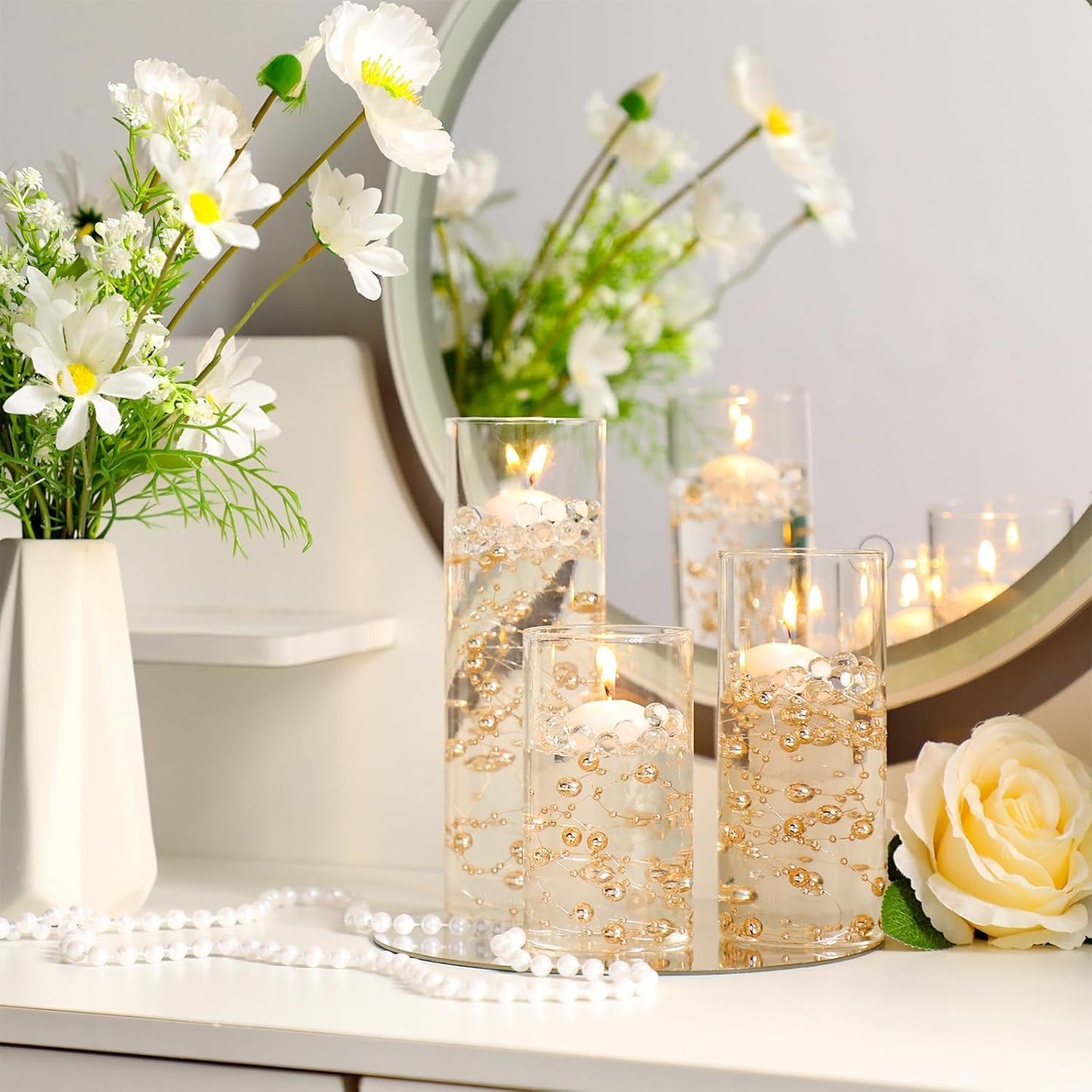 Sawysine 12 Pcs Glass Cylinder Vases 2.5''/2.95''/3.9'' Diameter Clear Flowers Vase Hurricane Floating Candles Holders for Table Centerpieces (3.9 x 8 in,3.9 x 10 in,3.9 x 12 in)