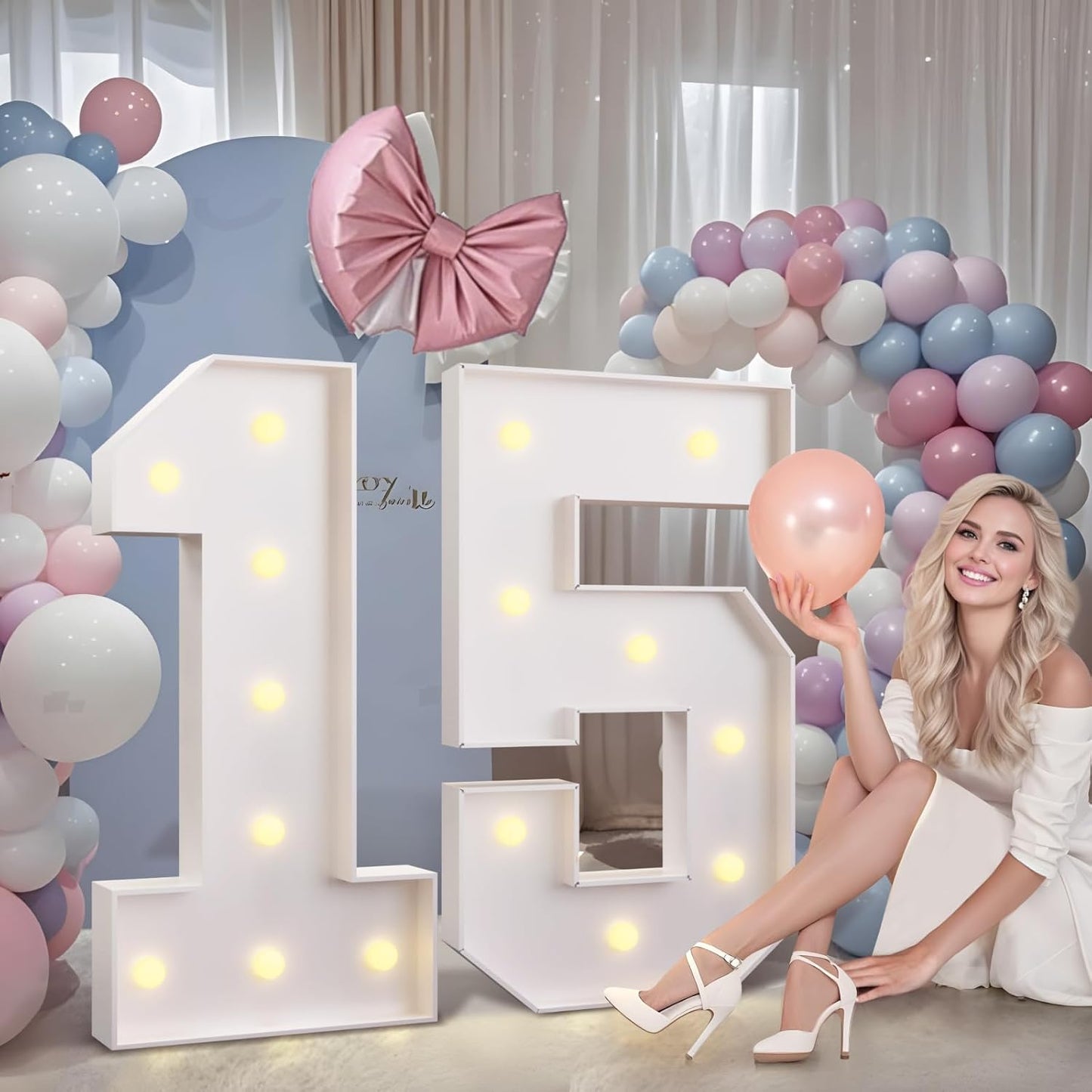 imprsv 3FT Marquee Numbers 16, Light Up Numbers for 16th Birthday Decorations Anniversary Party Decor, Number 16 Light Up Number, Pre-Cut Foam Board Kit