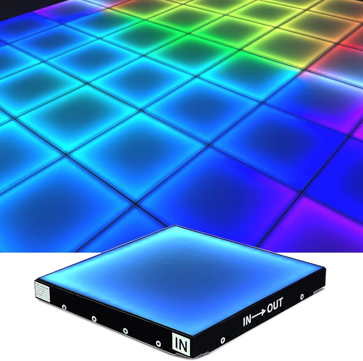 Dance Floor Stage Lights Tempered Glass Infinity Mirror Panel 3D Effect Led Dance Floor for Wedding Party Customizable (RGB-Magnetic, 100PCS(16.4FTX16.4FT))