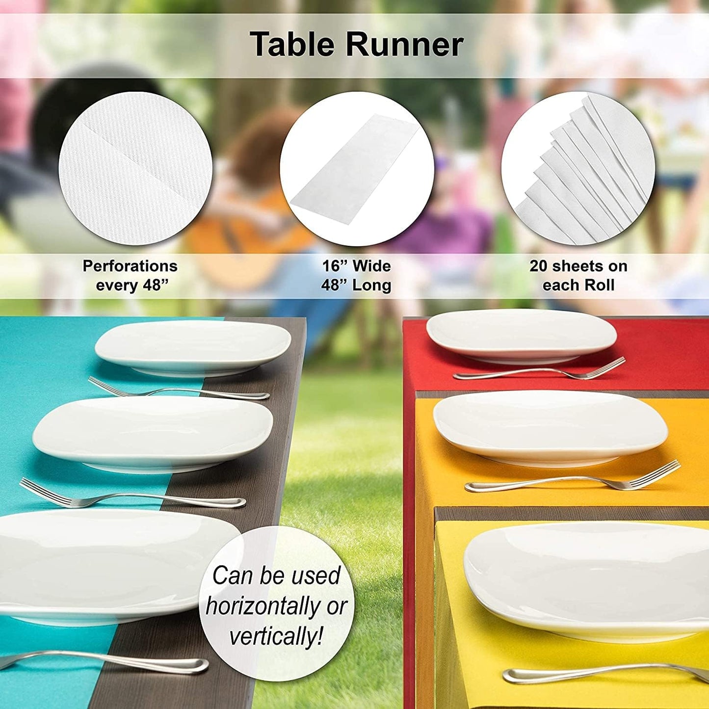 American Homestead Paper Table Runner Roll - 78 ft. Disposable Linen-Like Table Cover Roll - 20 Perforated Table Runners (16" x 48") for Parties, Weddings, and Events -Sand