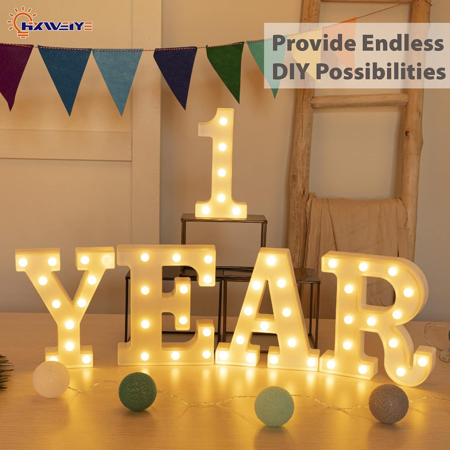 HXWEIYE Marquee Light Up Numbers-1, 8.5 Inch Decorative Letter Sign 26 Alphabet and 10 Number, Battery Powered Warm White for Party, Christmas Decor（8.5 * 4.2 * 1.8IN）