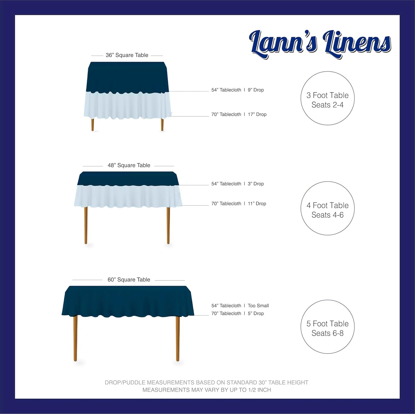 Lann's Linens - 70" Square Premium Tablecloth for Wedding/Banquet/Restaurant - Polyester Fabric Table Cloth - Black
