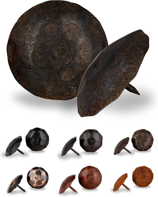 50 Pack 2" Round Head Iron Clavos Decorative Nails – Unfinished – Handmade Rustic Round Fasteners for Farmhouse Shutters, Faux Wood Beams, Barn Doors, Shutters, Gates – Ornamental Wood Accent