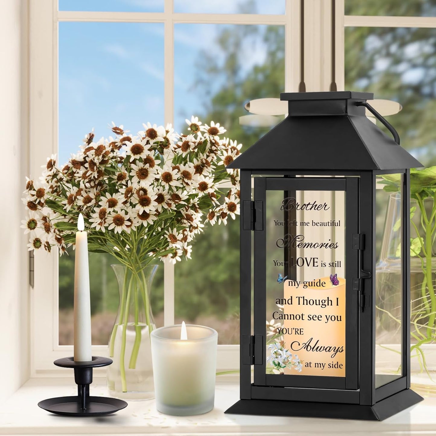 Memorial Lantern for Brother with LED Candle