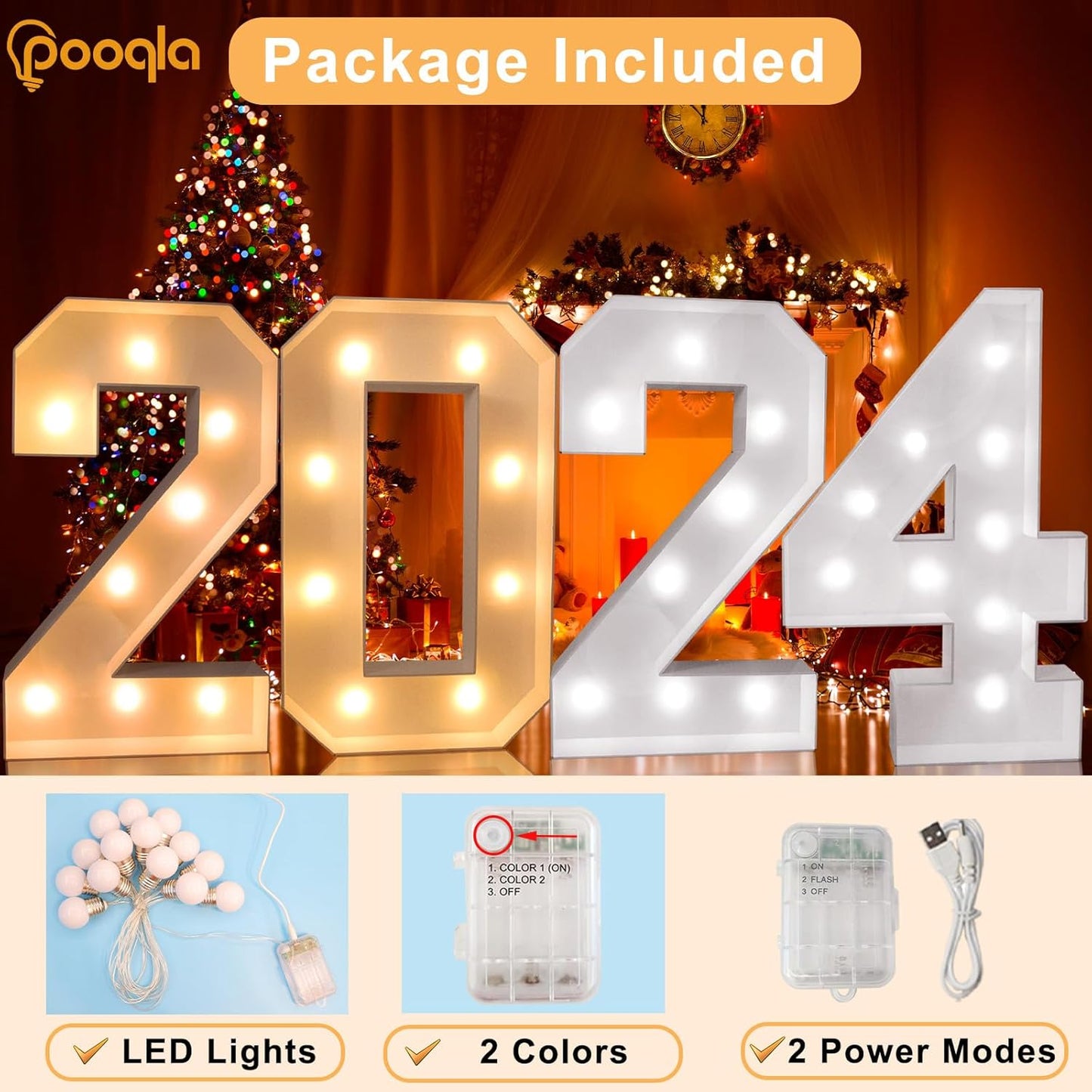 Pooqla 3FT Light Up Numbers, LED Giant Lighted Marquee Numbers, Mosaic Numbers for Balloons for 10th Birthday Decoration Anniversary Wedding Party Decor, Pre-Cut Frame Large Number 0