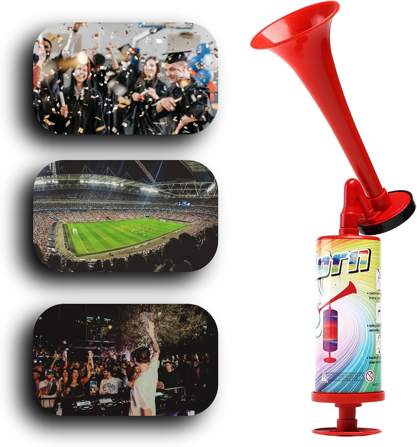 Fog Hor Air Horn for Boat Beer Horn Dog Horns Party Air Horns Sports and Marine Signal Safety Horn Hand Held Pump Air Horn(ABS large handheld horn 4PCS)