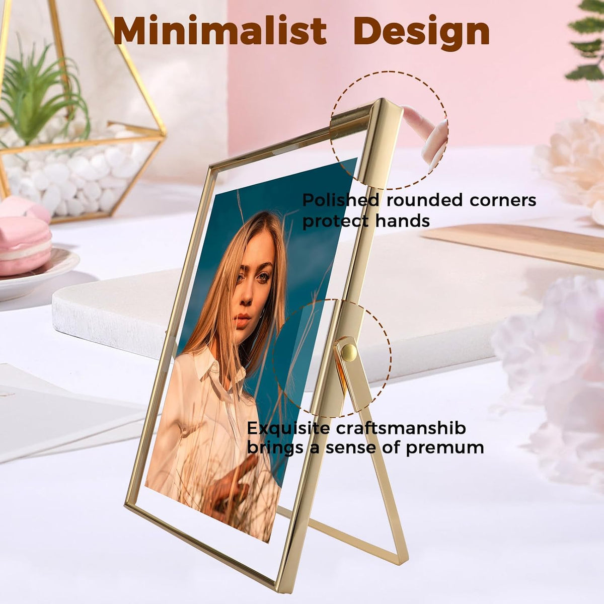 Gold Floating Frame, 10"x12", Vertical, For Picture 8.5x11, 8x10, 7x9, Tabletop Shelf Photo Frame, Classy For Summer Holiday, Birthday or Wedding, Home or Office Décor