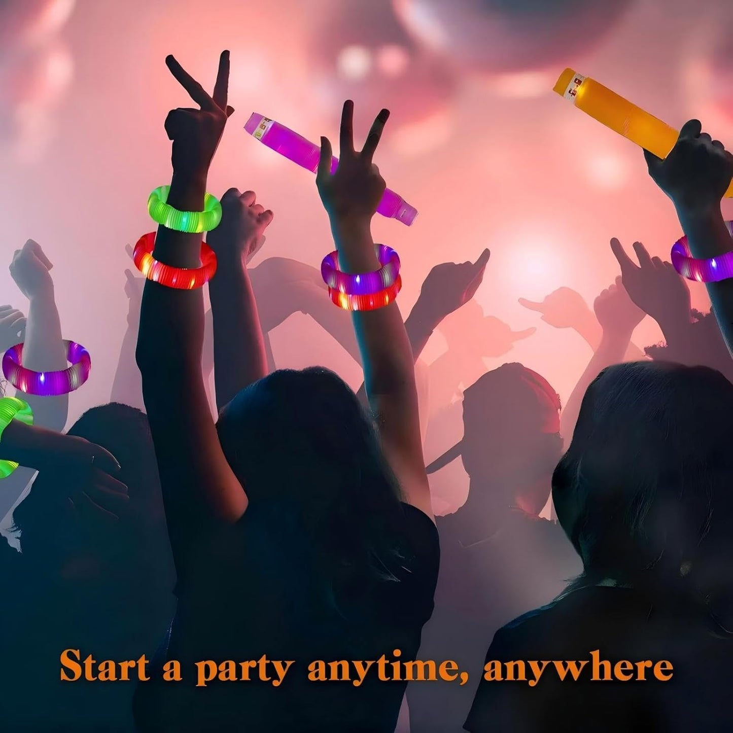 Orange 12 Pack Light Up Party Favors Supplies,Bulk Glow Sticks Bracelet,Necklace Accessories for Kids,Birthday Return Gifts Treats,Easter Basket Goodie Bag Stuffer Fillers for Boys Girls