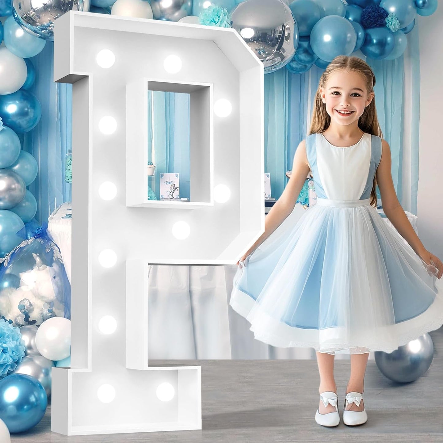 Ledido 4FT Marquee Light Up Letters, Cool White Light Up Letters Large Marquee Letter for Party Decorations, Mosaic Letter P for Balloons, Wedding Birthday Graduation Decor