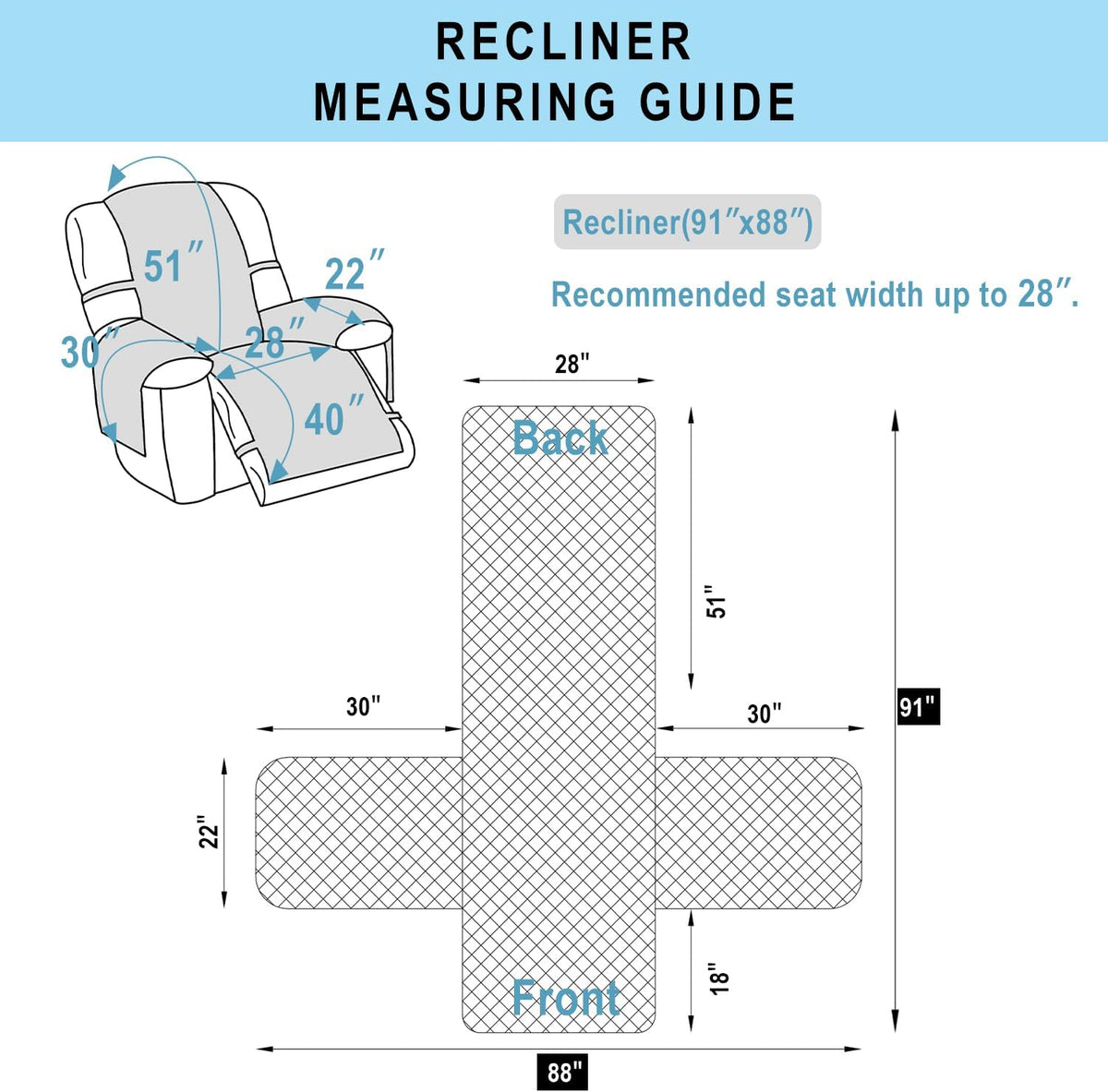 Recliner Chair Covers Reversible Sofa Cover Couch Cover for Pets Lazy Boy Furniture Protector(28''Recliner,Chocolate/Taupe)