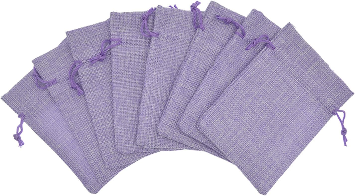 20pcs Burlap Bags 5 x 7, Linen Drawstring Gift Bags, Wedding Party Christmas Favor Bags Jewelry Candy Pouches Sacks (Light Purple)