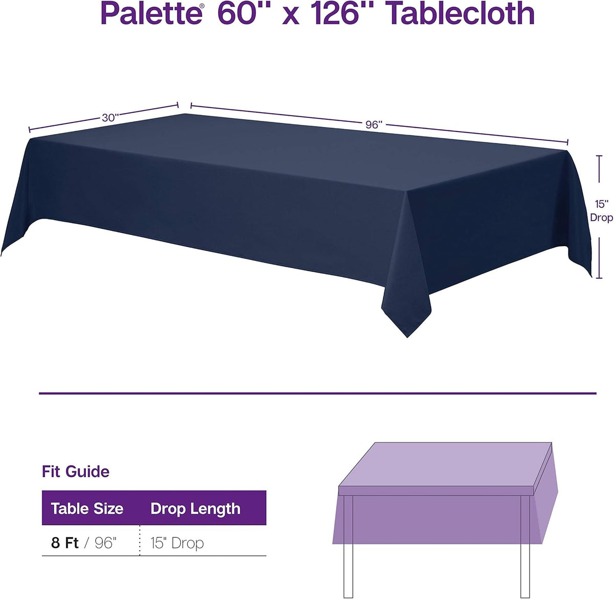 Gee Di Moda Rectangle Tablecloth - 60 x 126 Inch Chocolate Table Cloth for 8 Foot Rectangle Table - Heavy Duty Washable Fabric - for 8 Ft Buffet Table, Holiday Party, Dinner, Wedding & Baby Shower