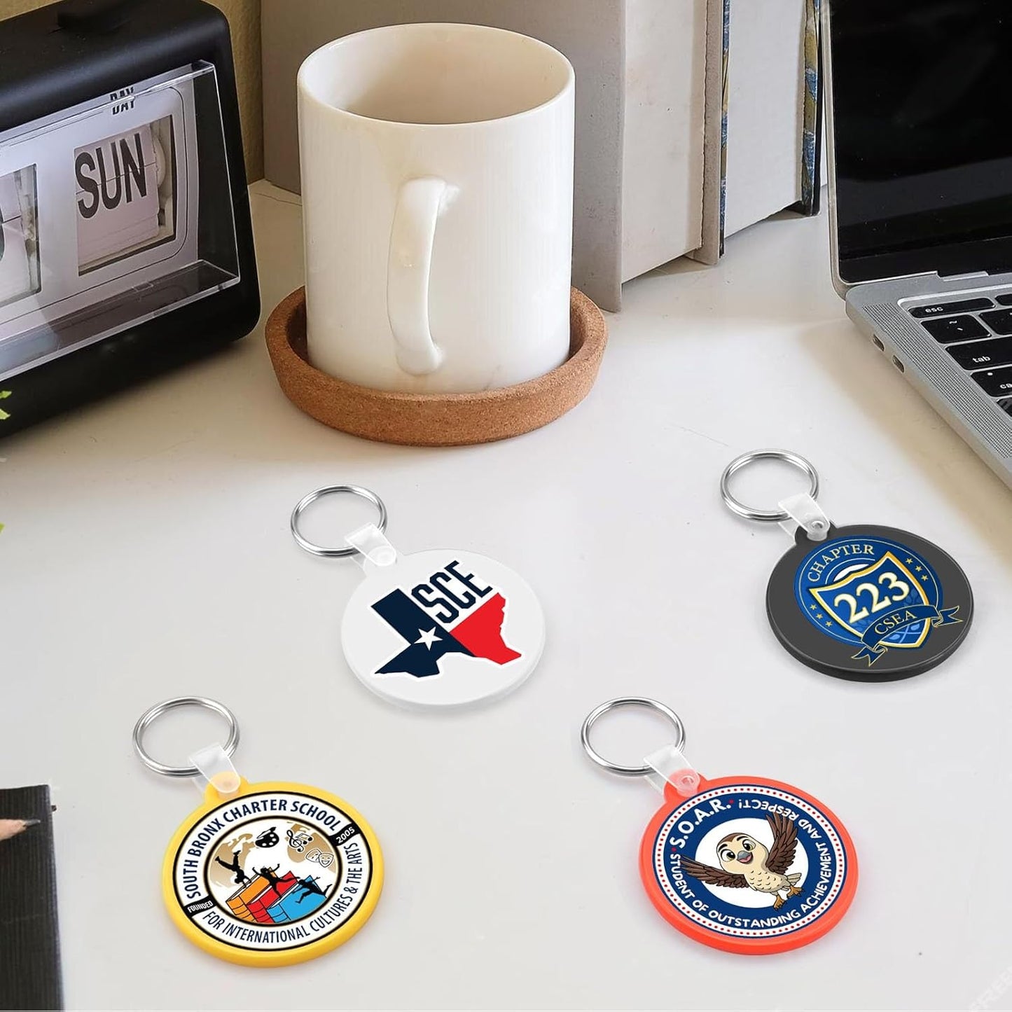 Custom Round Soft Keychains 200 Pack, Personalized Logo, Text Bulk - Perfect for Tradeshows, Party Favors, Events - Customizable Key Tags