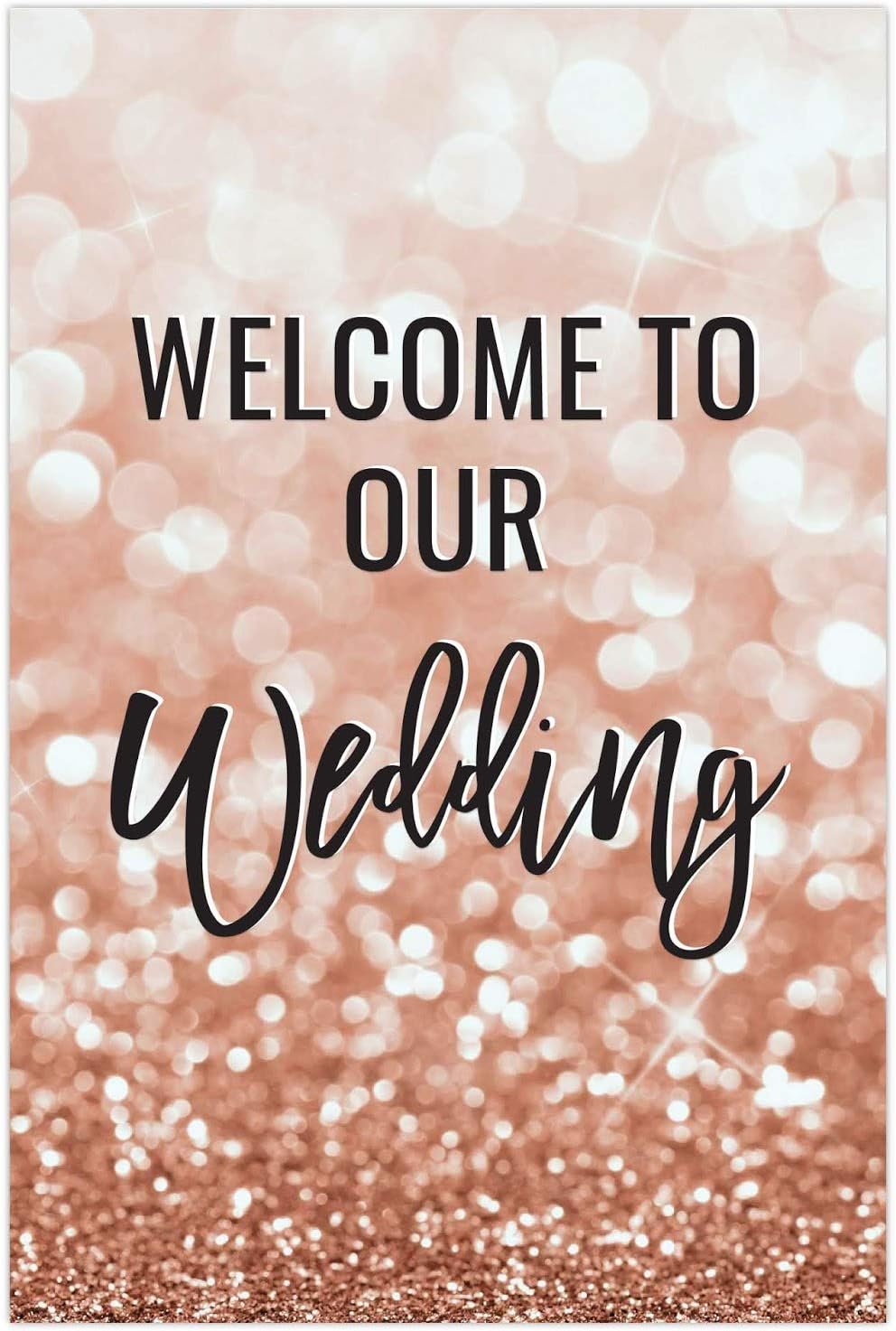Andaz Press Extra Large Wedding Easel Board Party Sign, 12x18-inch, Glitzy Faux Rose Gold Glitter, Welcome to Our Wedding, 1-Pack