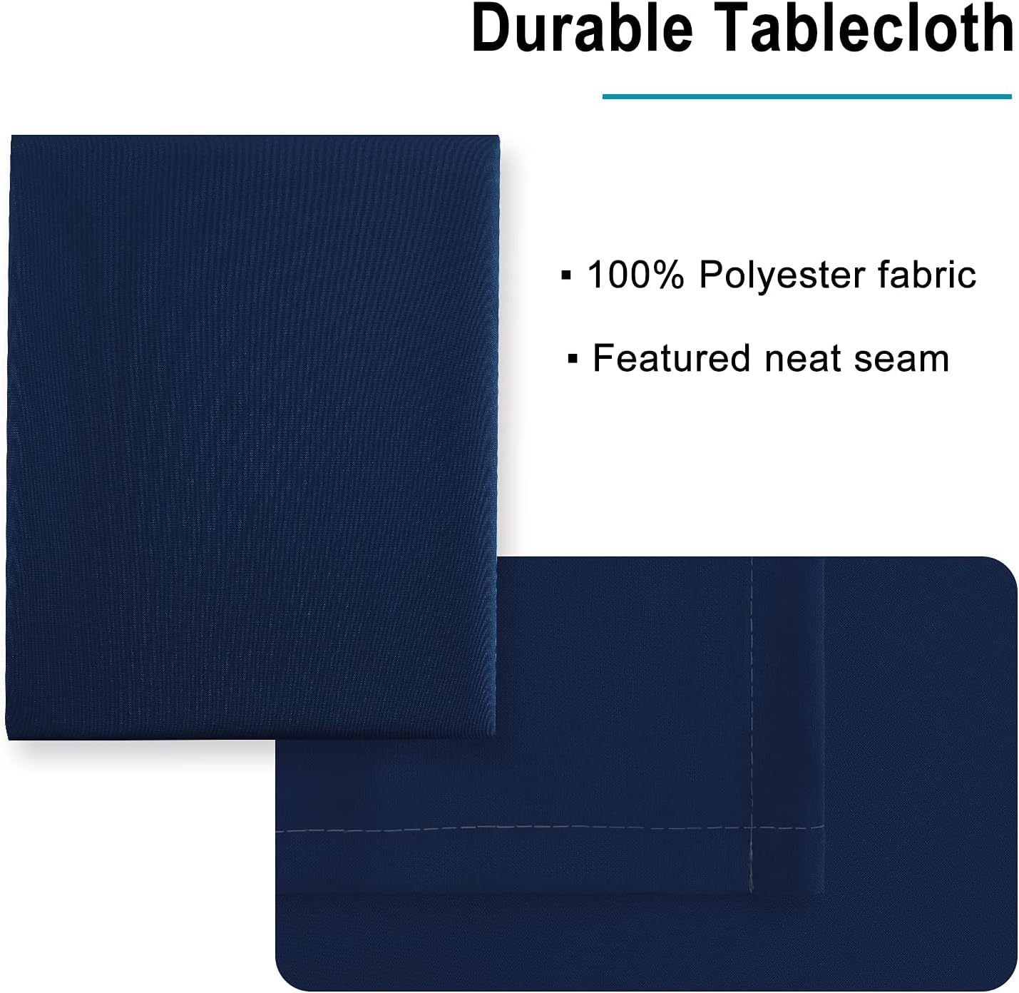 Hiasan Navy Blue Tablecloth for Rectangle Tables - Waterproof and Spillproof Washable Fabric Table Cloth for Dining Room Kitchen Party, 52 x 70 Inch