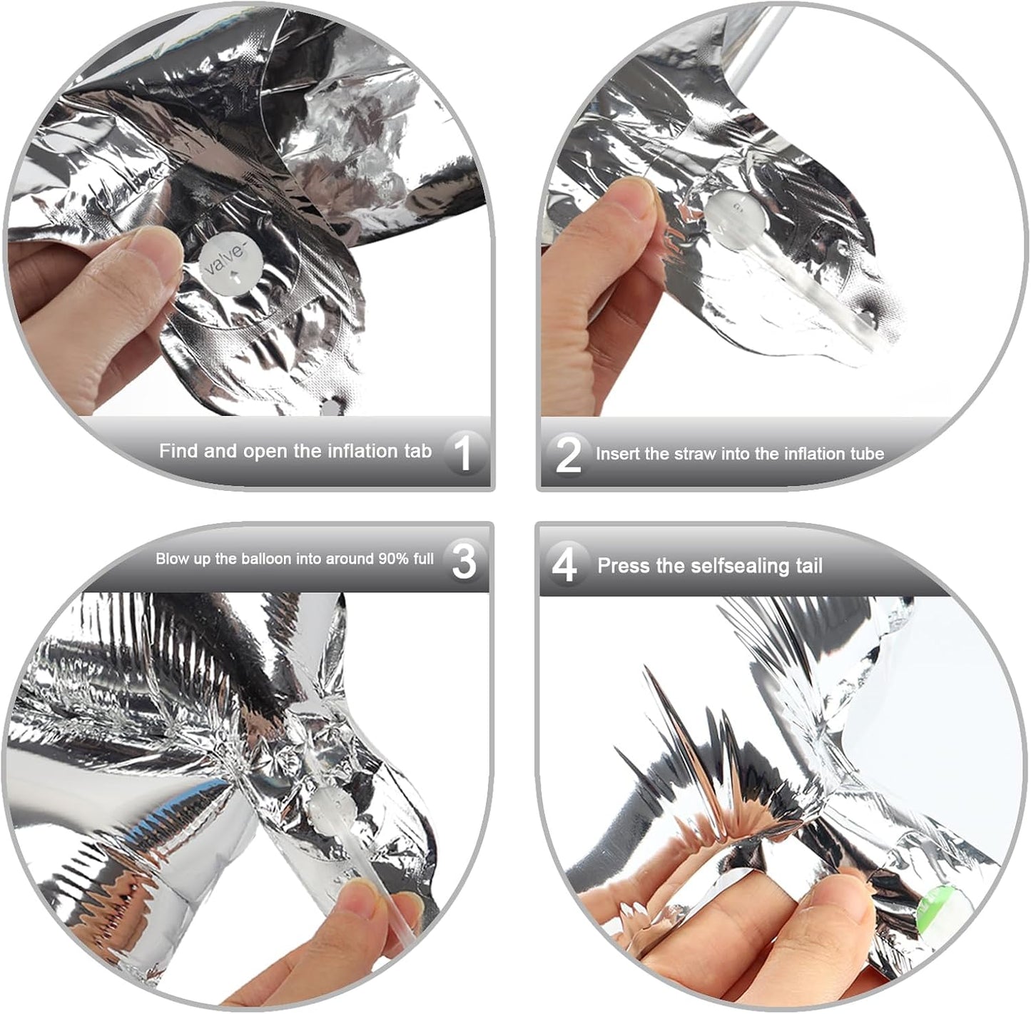 Silver 40 Inch 10 Number Balloons, 10 Decorations for 10 100Birthday, Foil Giant Birthday Graduations Anniversary Party Balloons