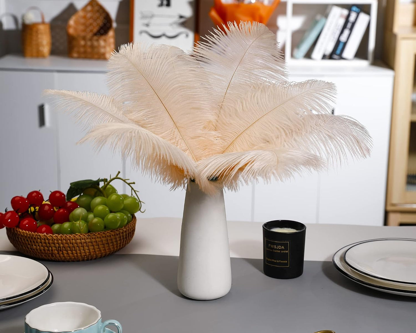 Ballinger Light Salmon Ostrich Feathers - 24pcs 8-10inch Feathers for Crafts，Wedding Party Centerpieces and Home Decor