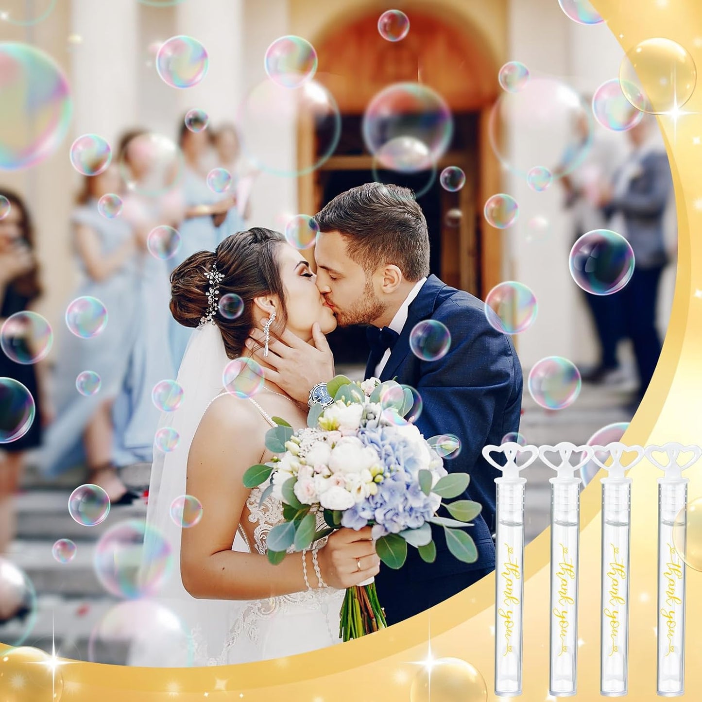 150 Pcs Bubble Wands Bulk for Wedding Party Mini Heart Wand with Bubble Solution for Wedding Bridal Showers Valentine Anniversary Graduation Birthday Supplies(White,Thank You)